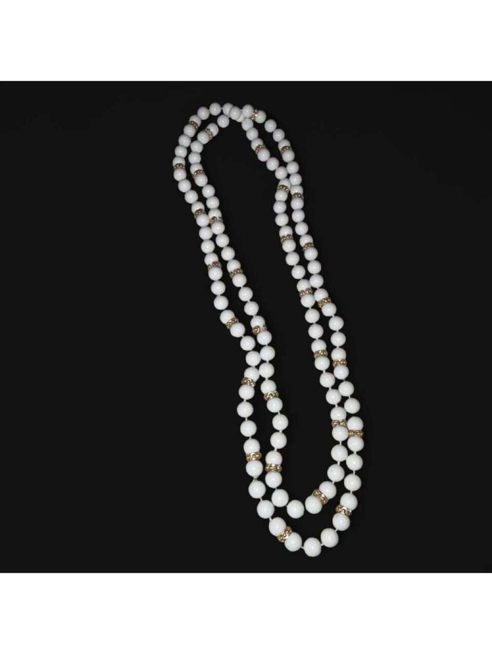 Vintage White Bead Double Strand Necklace